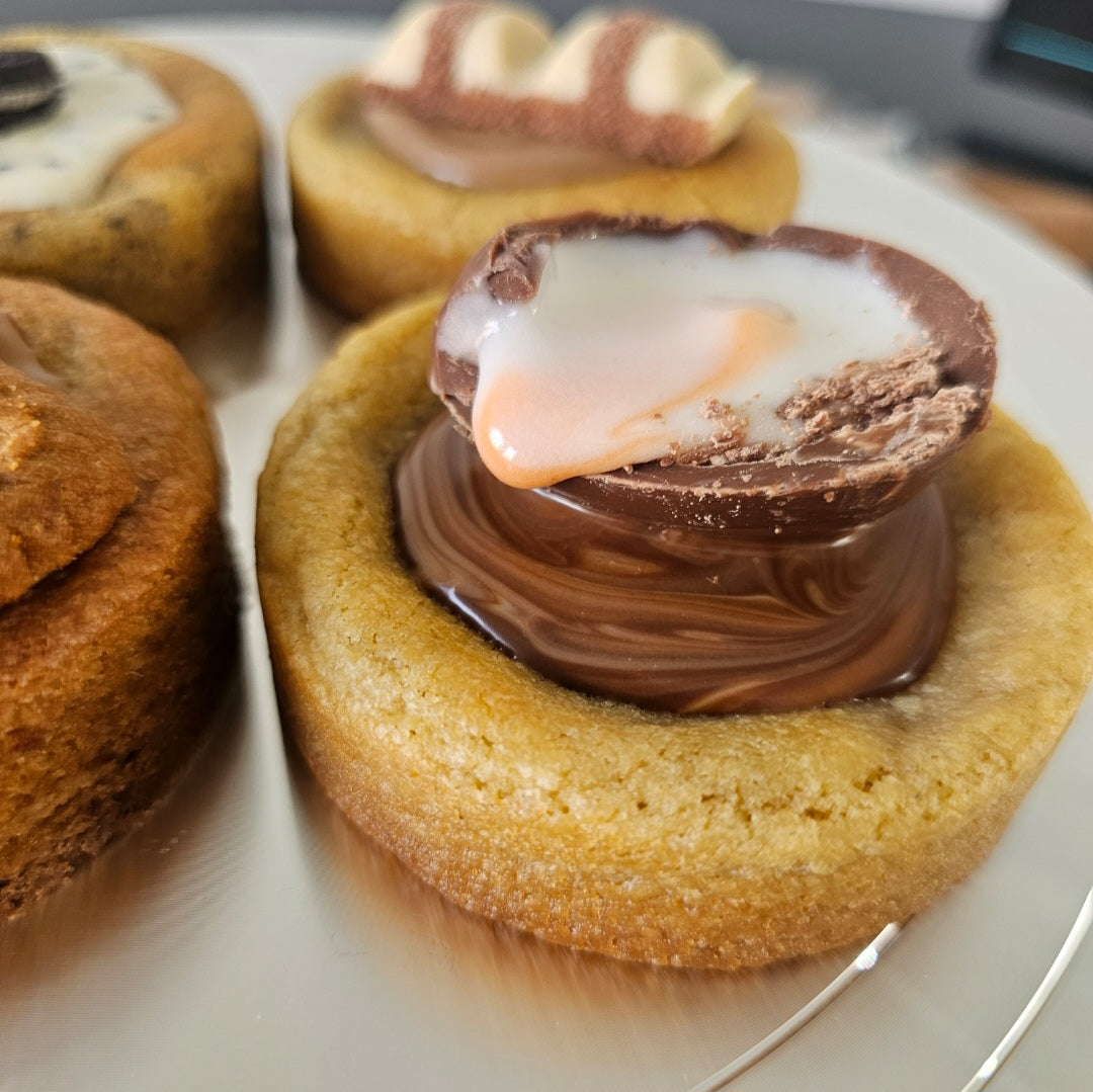 Creme egg stuffed cookie